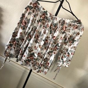 Off the shoulder floral shirt